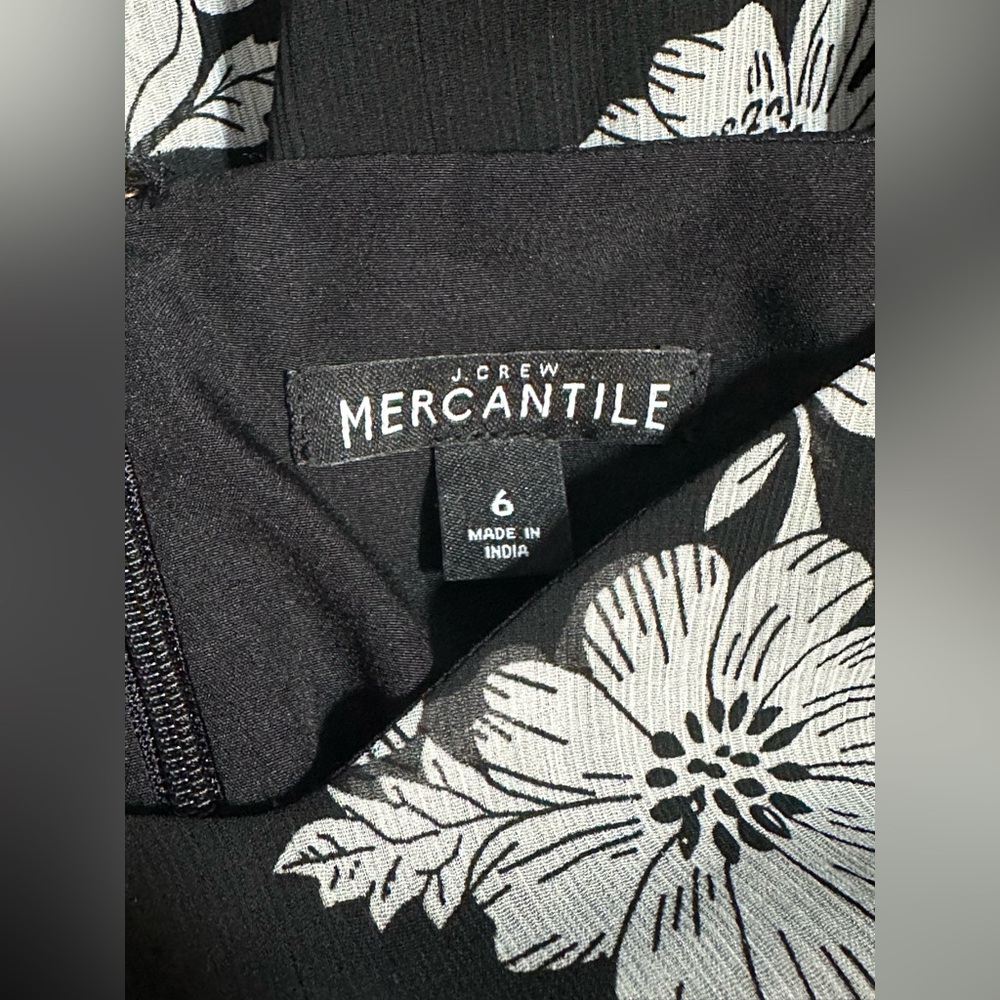 J. Crew Mercantile Black & White Floral Tiered Hem Tank Top Maxi Dress Size 6 - Picture 3 of 12